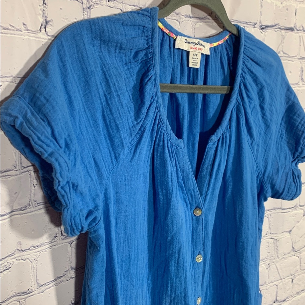 Tommy Bahama Womens Cotton Gauze Shirt Midi Dress Blue Size S Minimalist Beach - Picture 2 of 7